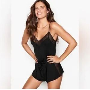 Victorias Secret Sleep Romper Black Small